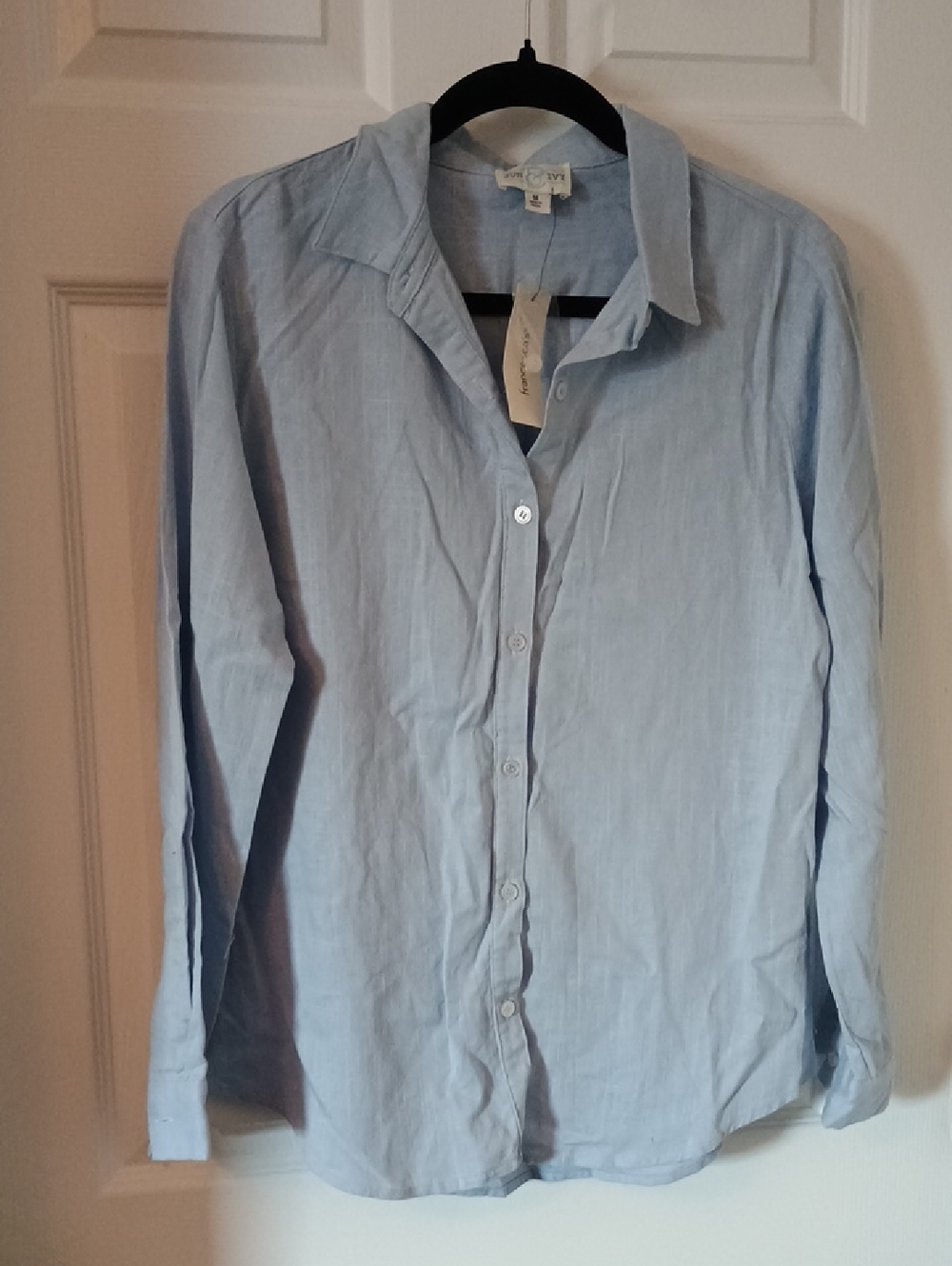 NWT Francescas Light Blue Women Ladies Button-Up Shirt Dress Career Blouse